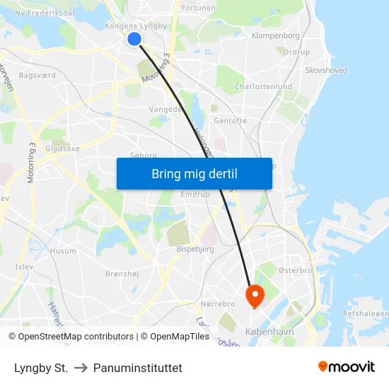 Lyngby St. to Panuminstituttet map