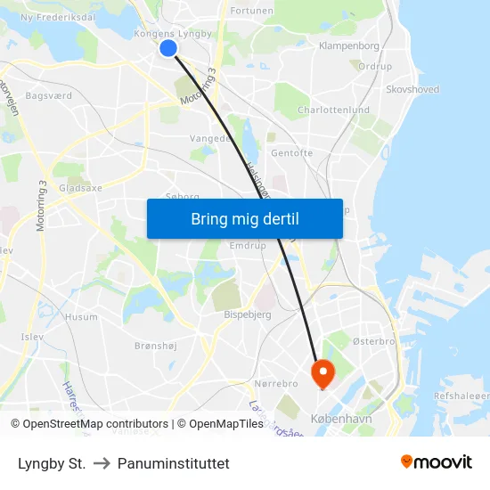 Lyngby St. to Panuminstituttet map