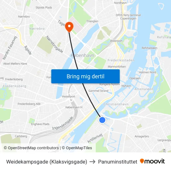 Weidekampsgade (Klaksvigsgade) to Panuminstituttet map