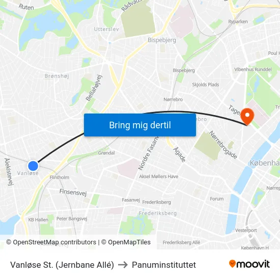 Vanløse St. (Jernbane Allé) to Panuminstituttet map