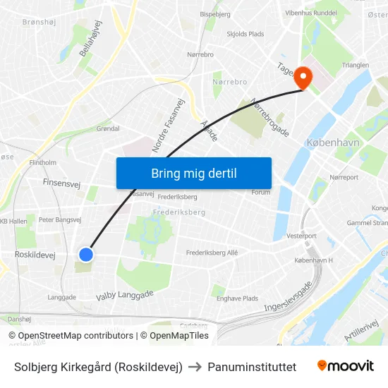 Solbjerg Kirkegård (Roskildevej) to Panuminstituttet map