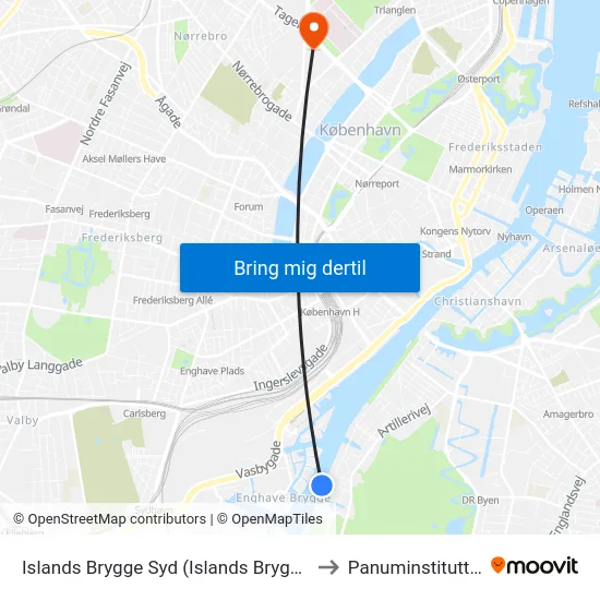 Islands Brygge Syd (Islands Brygge) to Panuminstituttet map