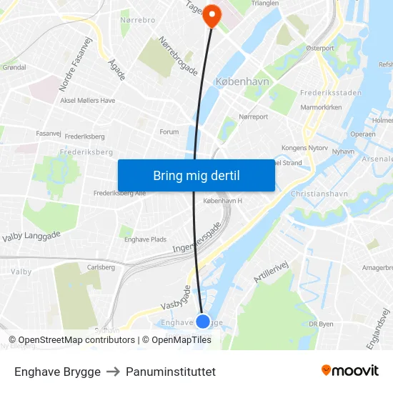 Enghave Brygge to Panuminstituttet map