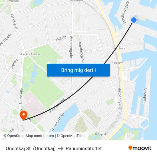 Orientkaj St. (Orientkaj) to Panuminstituttet map