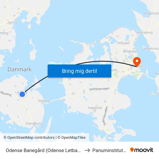 Odense Banegård (Odense Letbane) to Panuminstituttet map