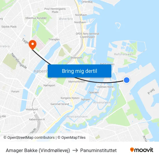Amager Bakke (Vindmøllevej) to Panuminstituttet map