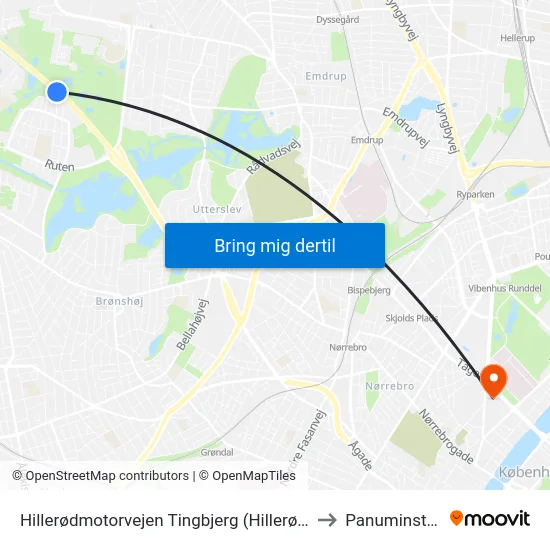 Hillerødmotorvejen Tingbjerg (Hillerødmotorvejen) to Panuminstituttet map
