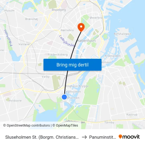 Sluseholmen St. (Borgm. Christiansens Gade) to Panuminstituttet map