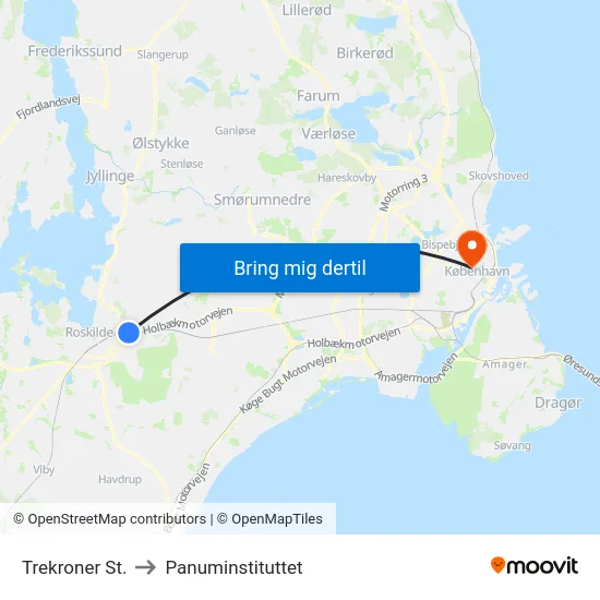 Trekroner St. to Panuminstituttet map