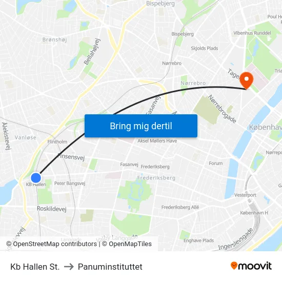 Kb Hallen St. to Panuminstituttet map