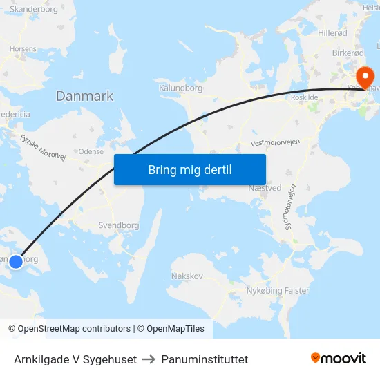 Arnkilgade V Sygehuset to Panuminstituttet map