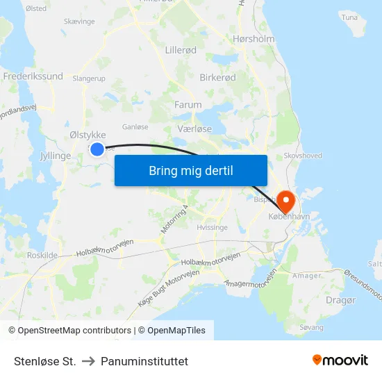 Stenløse St. to Panuminstituttet map