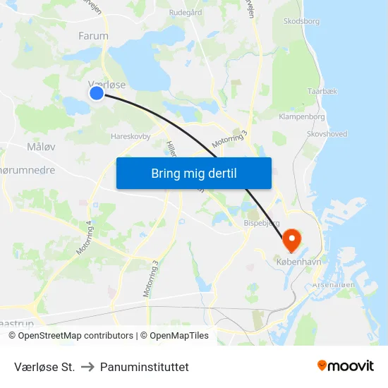 Værløse St. to Panuminstituttet map