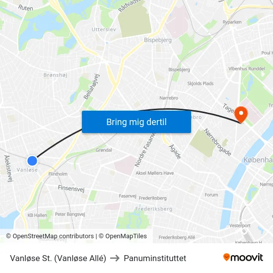 Vanløse St. (Vanløse Allé) to Panuminstituttet map
