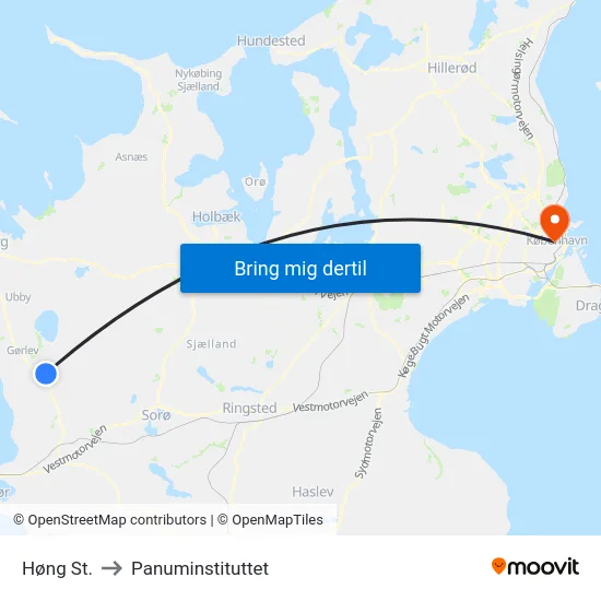 Høng St. to Panuminstituttet map