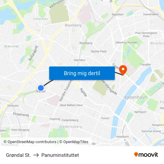 Grøndal St. to Panuminstituttet map