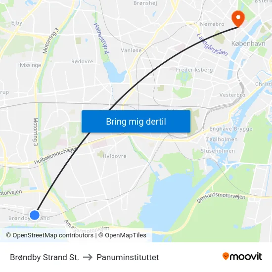 Brøndby Strand St. to Panuminstituttet map