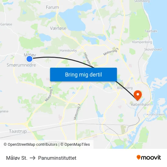 Måløv St. to Panuminstituttet map