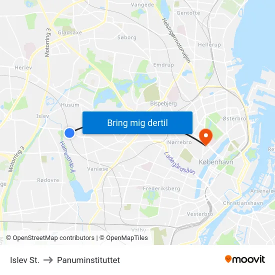 Islev St. to Panuminstituttet map