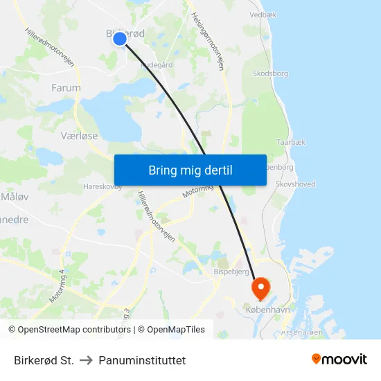 Birkerød St. to Panuminstituttet map