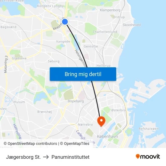 Jægersborg St. to Panuminstituttet map
