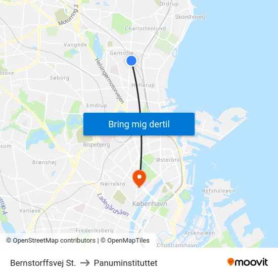 Bernstorffsvej St. to Panuminstituttet map