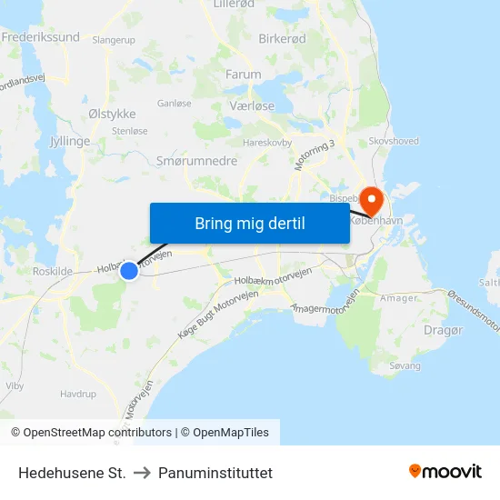 Hedehusene St. to Panuminstituttet map