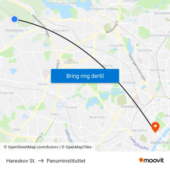 Hareskov St. to Panuminstituttet map