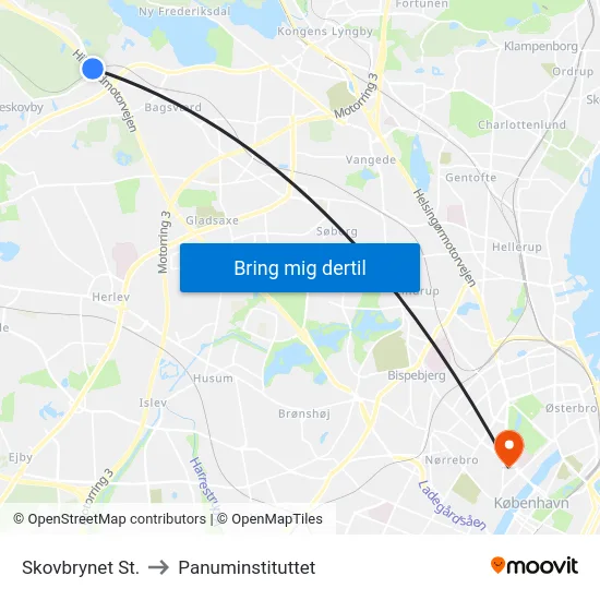 Skovbrynet St. to Panuminstituttet map