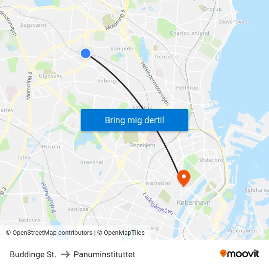 Buddinge St. to Panuminstituttet map