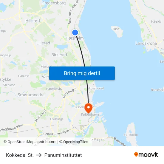 Kokkedal St. to Panuminstituttet map
