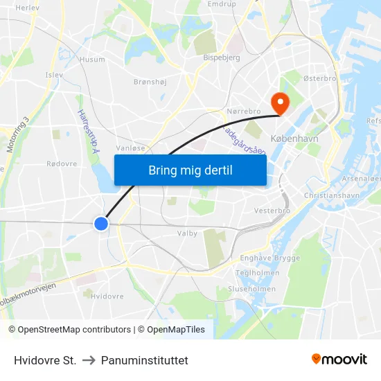 Hvidovre St. to Panuminstituttet map