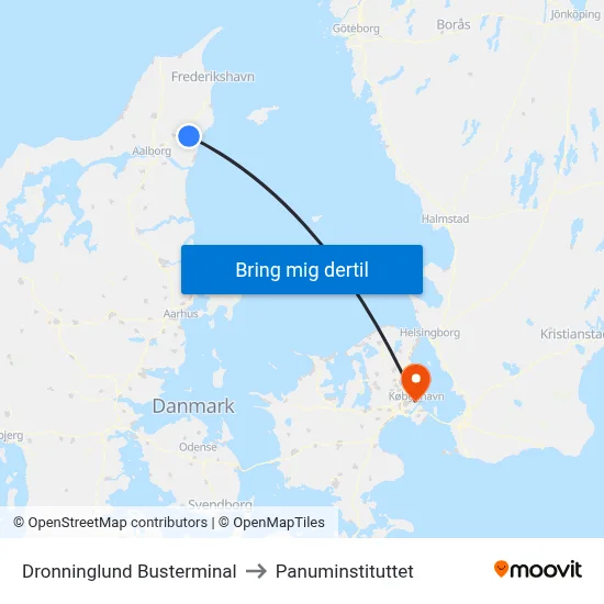Dronninglund Busterminal to Panuminstituttet map