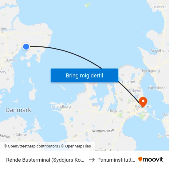Rønde Busterminal (Syddjurs Kom) to Panuminstituttet map