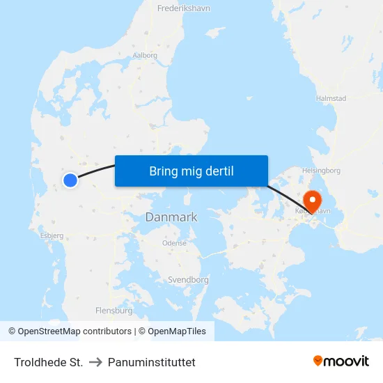 Troldhede St. to Panuminstituttet map