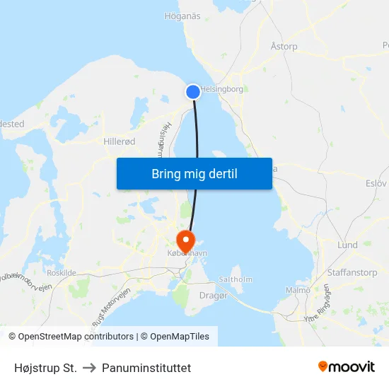 Højstrup St. to Panuminstituttet map