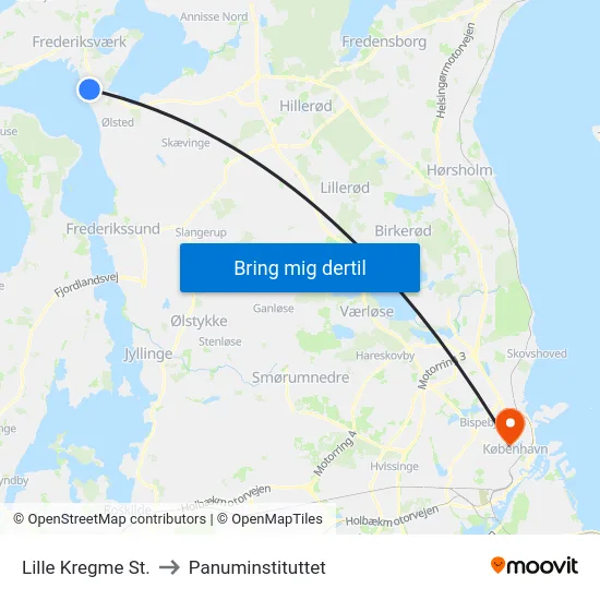 Lille Kregme St. to Panuminstituttet map