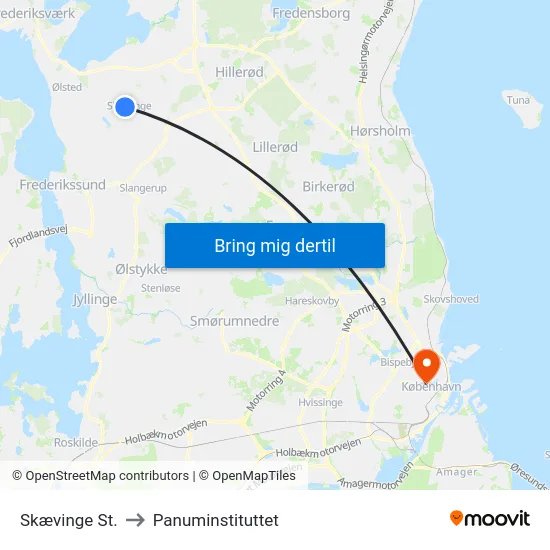 Skævinge St. to Panuminstituttet map