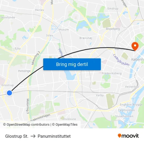 Glostrup St. to Panuminstituttet map