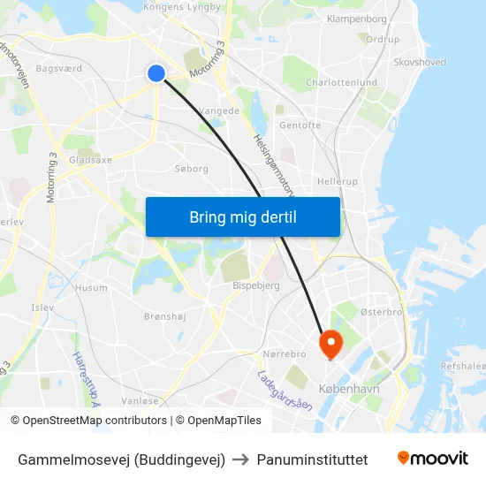 Gammelmosevej (Buddingevej) to Panuminstituttet map