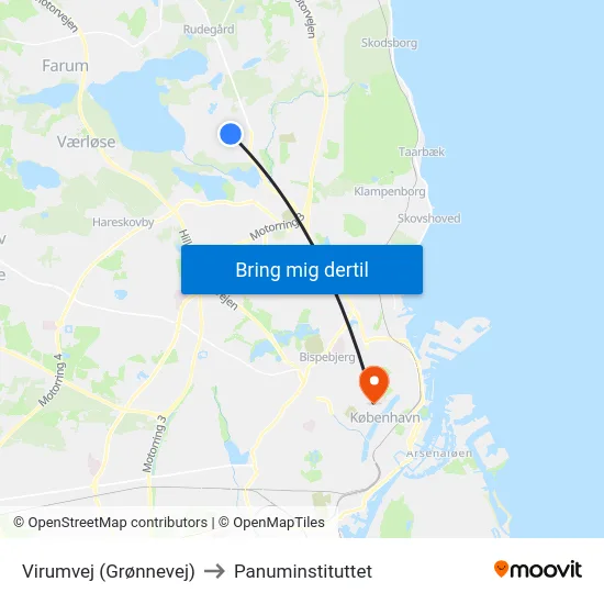 Virumvej (Grønnevej) to Panuminstituttet map