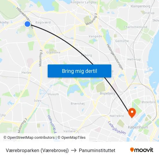 Værebroparken (Værebrovej) to Panuminstituttet map