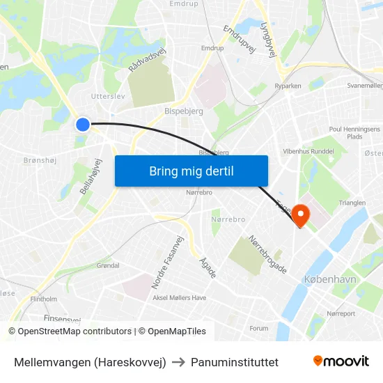 Mellemvangen (Hareskovvej) to Panuminstituttet map
