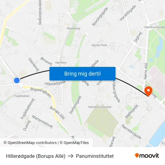 Hillerødgade (Borups Allé) to Panuminstituttet map