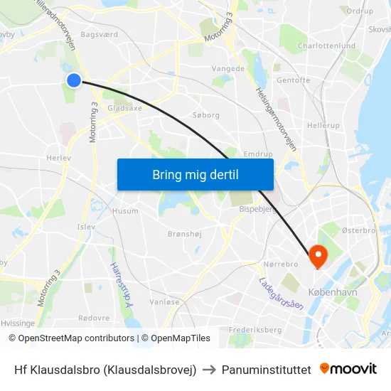 Hf Klausdalsbro (Klausdalsbrovej) to Panuminstituttet map