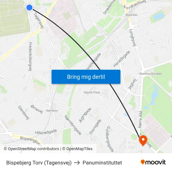 Bispebjerg Torv (Tagensvej) to Panuminstituttet map