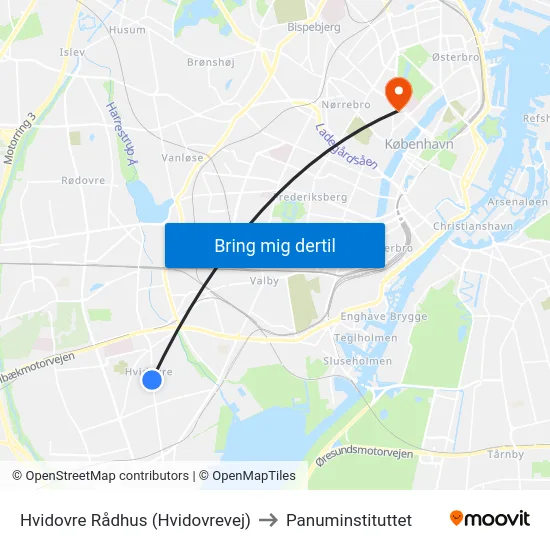 Hvidovre Rådhus (Hvidovrevej) to Panuminstituttet map