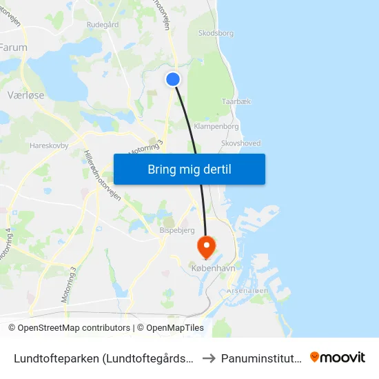 Lundtofteparken (Lundtoftegårdsvej) to Panuminstituttet map