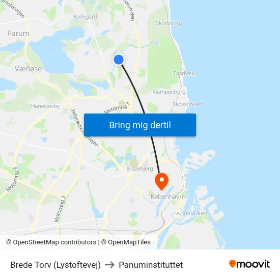 Brede Torv (Lystoftevej) to Panuminstituttet map