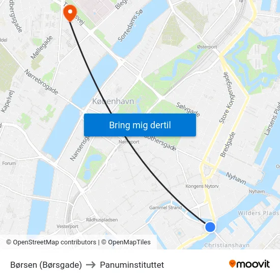 Børsen (Børsgade) to Panuminstituttet map